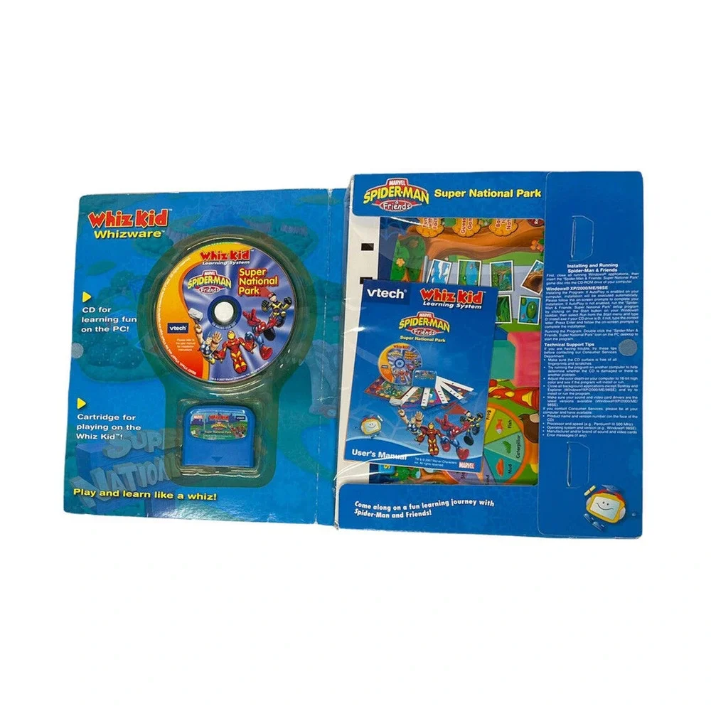 V Tech Whiz Kid CD & Cartridge Marvel Spider-Man‎ & Friends Super National Park
